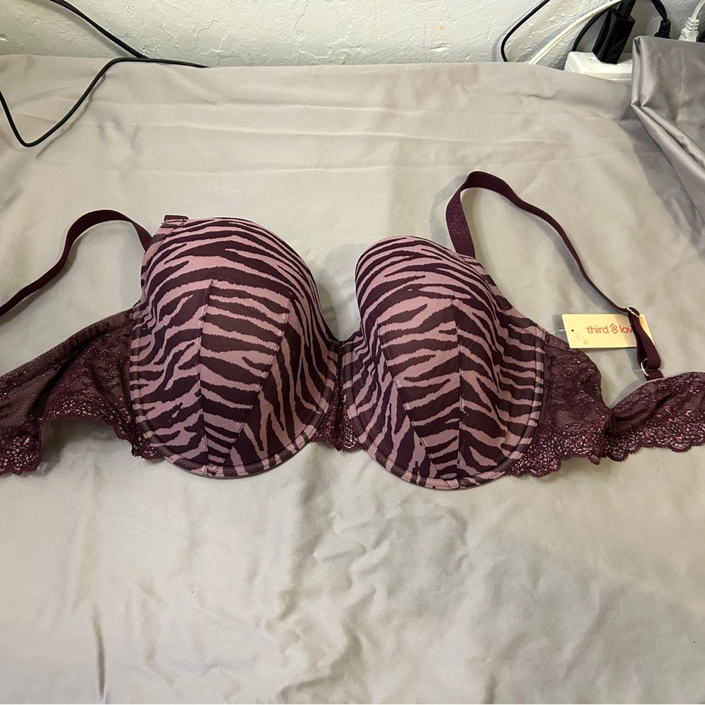 ThirdLove Zebra Print Lace Demi Bra size 38F